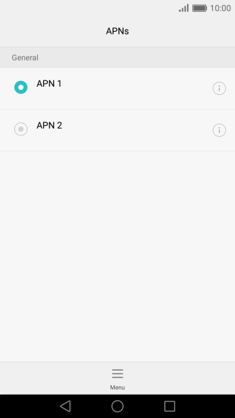 Press the field next to the required data connection to activate it. Press the field next to the required data connection to activate it.
