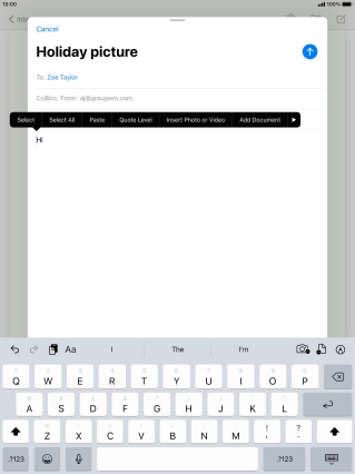 Press Insert Photo or Video and follow the instructions on the screen to attach a picture or a video clip. Press Insert Photo or Video and follow the instructions on the screen to attach a picture or a video clip.