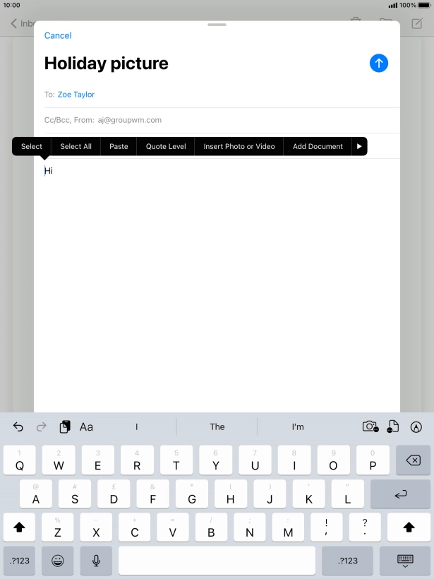 Press Insert Photo or Video and follow the instructions on the screen to attach a picture or a video clip. Press Insert Photo or Video and follow the instructions on the screen to attach a picture or a video clip.