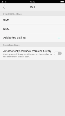 Press the required setting. Press the required setting.