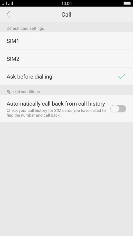 Press the required setting. Press the required setting.