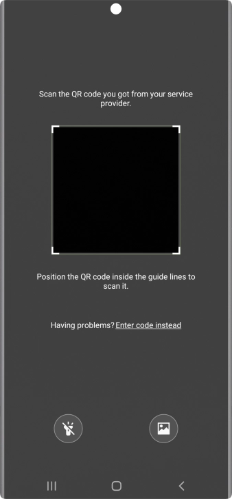 Place the QR code you've received inside the phone camera frame to scan the code. Place the QR code you've received inside the phone camera frame to scan the code.