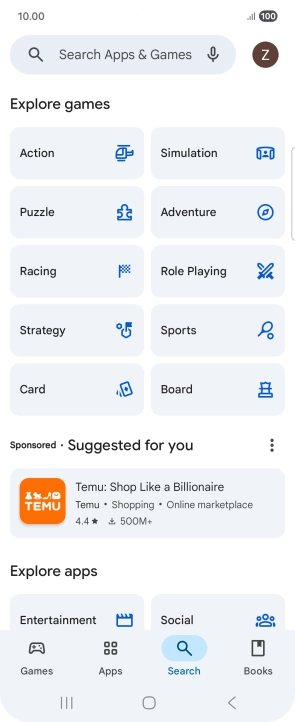 Press the search field. Press the search field.