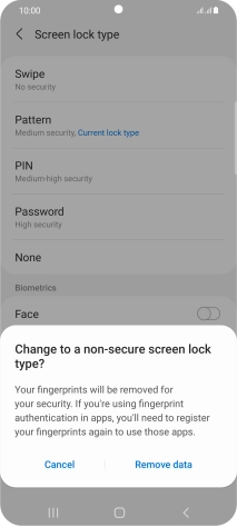 Press Remove data. Press Remove data.