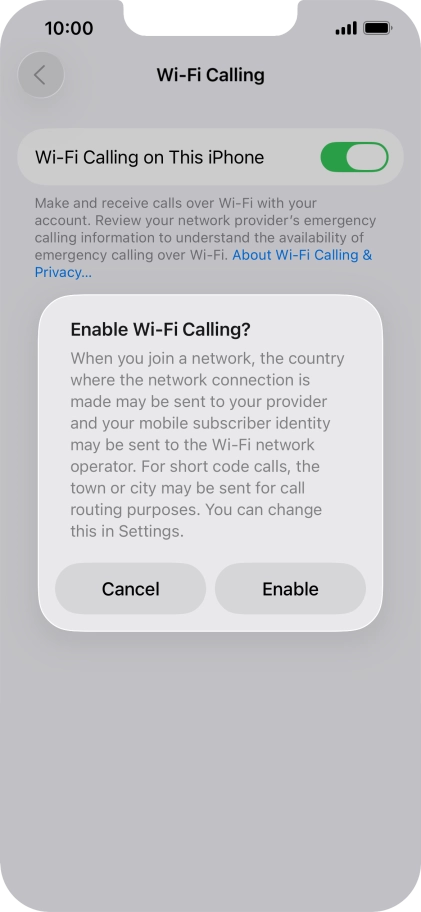 If you turn on the function, press Enable. If you turn on the function, press Enable.