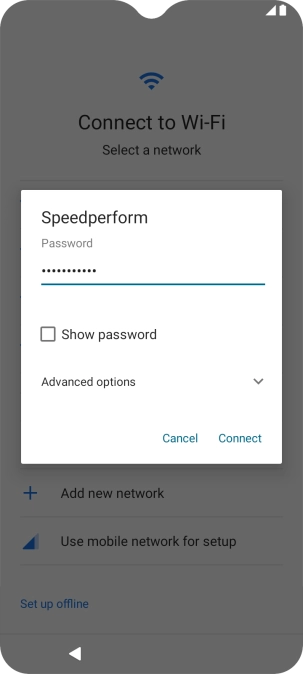 Key in the password for the Wi-Fi network and press Connect. Key in the password for the Wi-Fi network and press Connect.