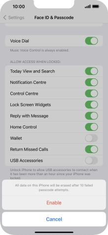 If you turn on the function, press Enable. If you turn on the function, press Enable.