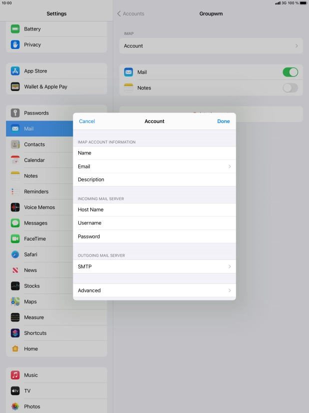 Press SMTP. Press SMTP.