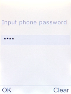 Key in the phone lock code (default is 0000) and press the Navigation key. Key in the phone lock code (default is 0000) and press the Navigation key.