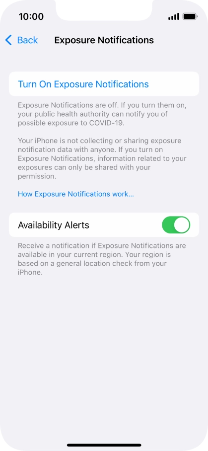 Press Turn On Exposure Notifications. Press Turn On Exposure Notifications.