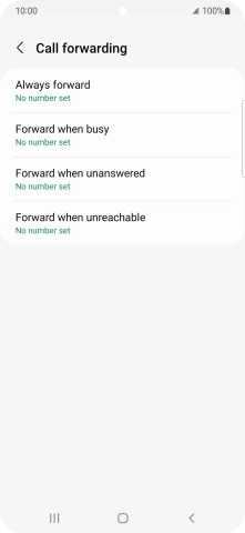 Press the required divert type. Press the required divert type.