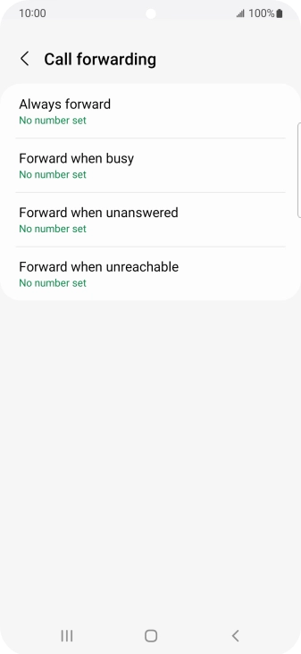 Press the required divert type. Press the required divert type.