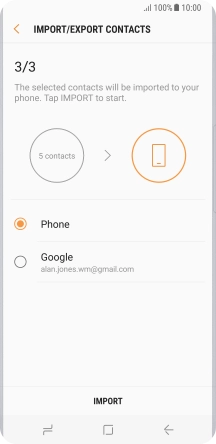 Press IMPORT. Press IMPORT.