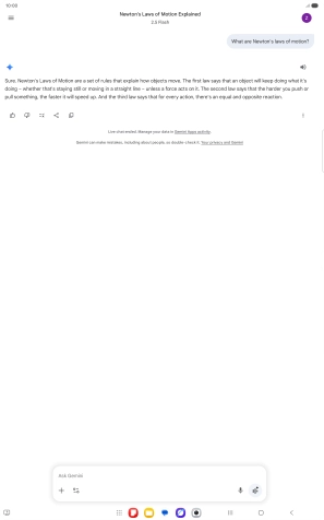 Transcription of the conversation with Gemini Live is now displayed. Transcription of the conversation with Gemini Live is now displayed.