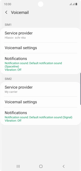 Press Voicemail settings. Press Voicemail settings.