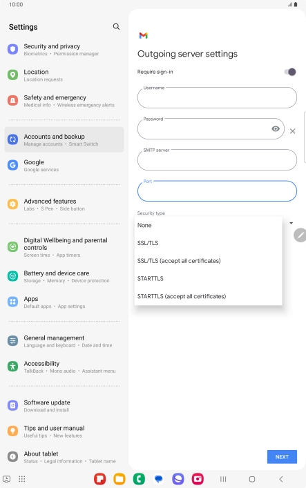 Press SSL/TLS. Press SSL/TLS.