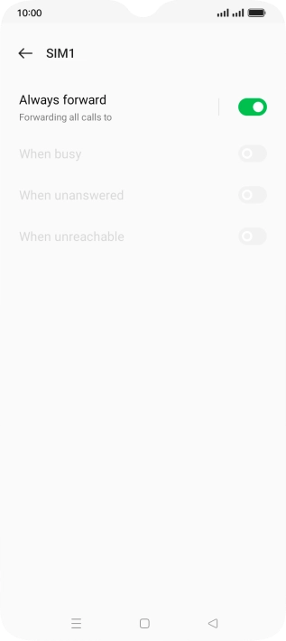 Press the indicator next to the required divert type. Press the indicator next to the required divert type.
