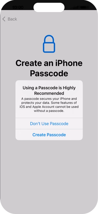 If you turn off the function, press Don't Use Passcode. If you turn off the function, press Don't Use Passcode.