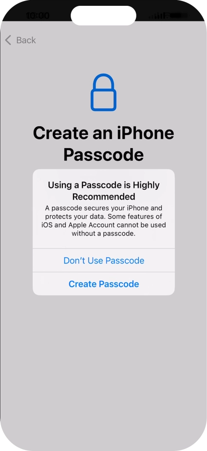 If you turn off the function, press Don't Use Passcode. If you turn off the function, press Don't Use Passcode.