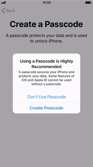 If you turn off the function, press Don't Use Passcode. If you turn off the function, press Don't Use Passcode.