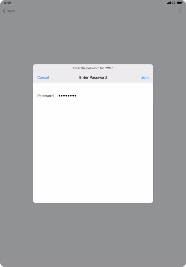 Key in the password for the Wi-Fi network and press Join. Key in the password for the Wi-Fi network and press Join.