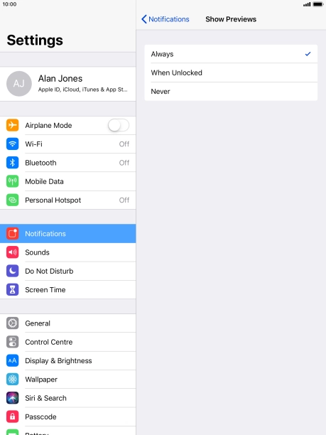 To select notification preview on the lock screen, press Always. To select notification preview on the lock screen, press Always.