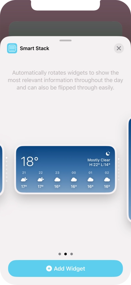 Slide your finger right or left on the screen to select the required widget size. Slide your finger right or left on the screen to select the required widget size.
