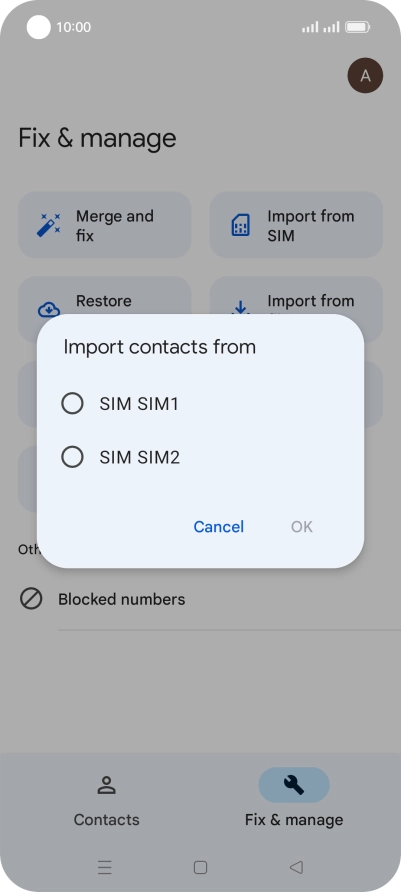 Press the name of the SIM. Press the name of the SIM.