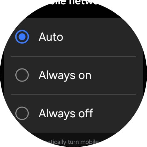 Press the required setting for mobile data usage. Press the required setting for mobile data usage.
