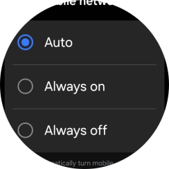 Press the required setting for mobile data usage. Press the required setting for mobile data usage.