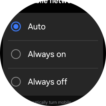Press the required setting for mobile data usage. Press the required setting for mobile data usage.