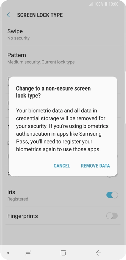 Press REMOVE DATA. Press REMOVE DATA.