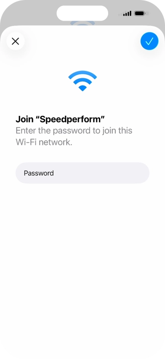 Key in the password for the Wi-Fi network and press the confirm icon. Key in the password for the Wi-Fi network and press the confirm icon.
