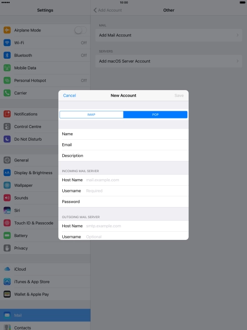 Press Host Name and key in the name of your email provider's incoming server. Press Host Name and key in the name of your email provider's incoming server.