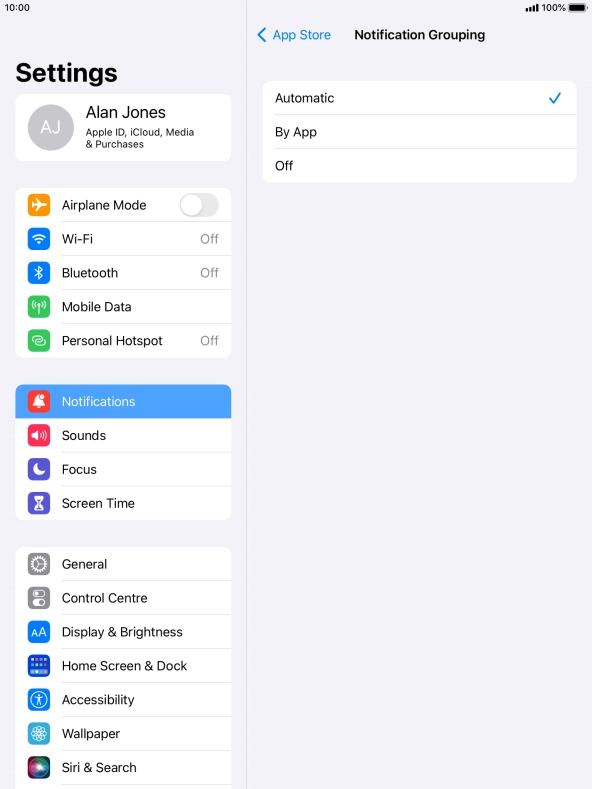 Press the required setting. Press the required setting.