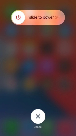 Press and drag the power off icon right. Press and drag the power off icon right.