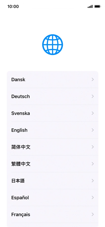 Press the required language. Press the required language.