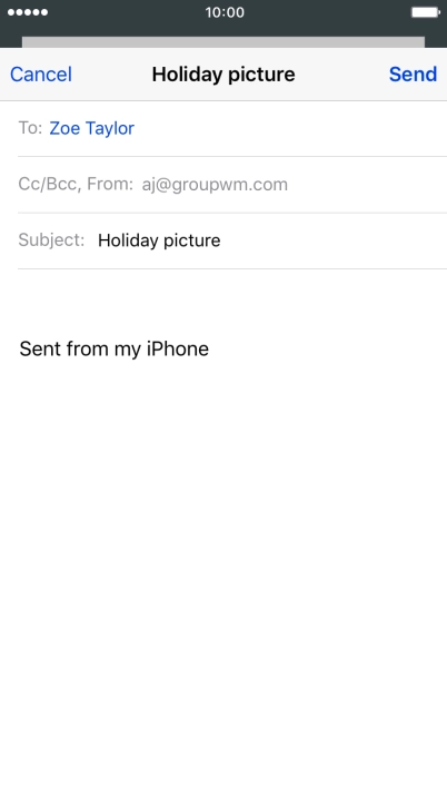 Press the text input field and write the text for your email message. Press the text input field and write the text for your email message.