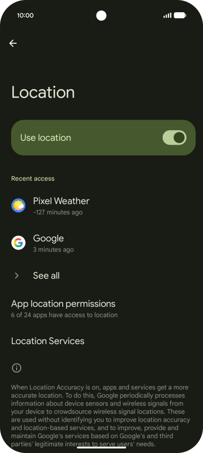 Press App location permissions. Press App location permissions.