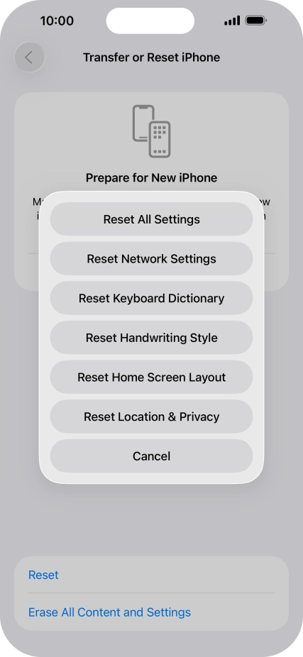Press Reset All Settings. Press Reset All Settings.
