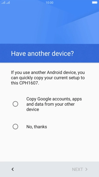 You can transfer the contents of another phone to your phone when it's activated for the first time and after a factory reset. When this screen is displayed, your phone is ready to transfer contents from another phone. You can transfer the contents of another phone to your phone when it's activated for the first time and after a factory reset. When this screen is displayed, your phone is ready to transfer contents from another phone.