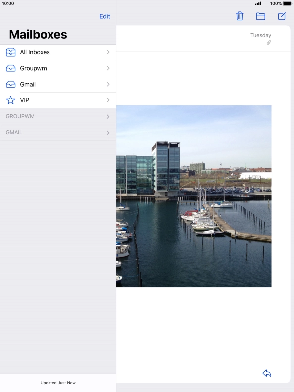 Press the required email account. Press the required email account.