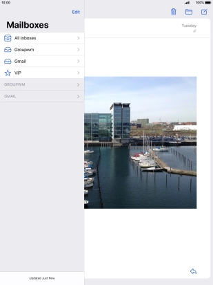 Press the required email account. Press the required email account.