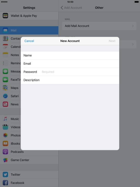 Press Password and key in the password for your email account. Press Password and key in the password for your email account.