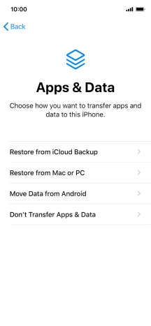 Press Don't Transfer Apps & Data and follow the instructions on the screen to finish the activation. Press Don't Transfer Apps & Data and follow the instructions on the screen to finish the activation.