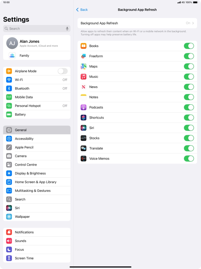 Press Background App Refresh. Press Background App Refresh.