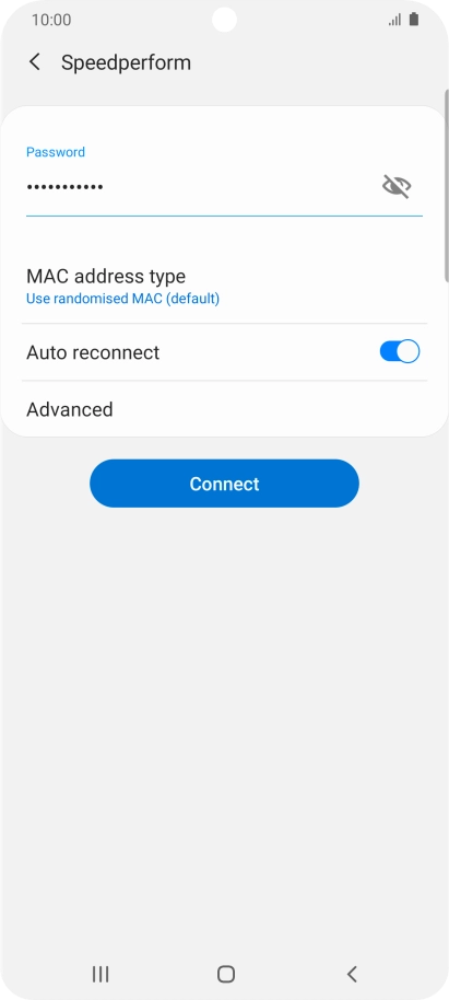Key in the password for the Wi-Fi network and press Connect. Key in the password for the Wi-Fi network and press Connect.