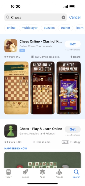 Press the required app. Press the required app.