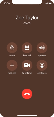 Press the end call icon to end the call. Press the end call icon to end the call.