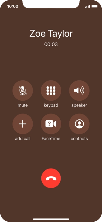 Press the end call icon to end the call. Press the end call icon to end the call.